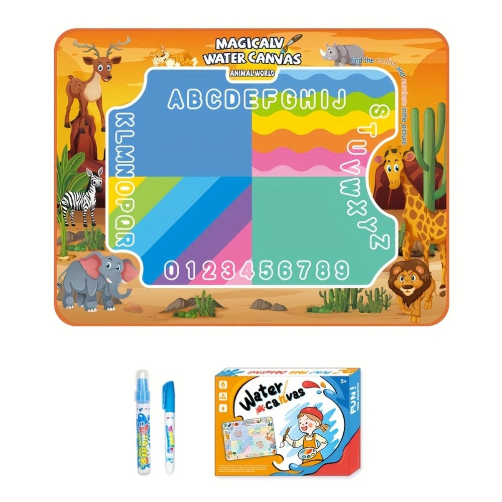 Water Canvas Drawing Mat for Kids Reusable Mess-Free – Magical Paint with Water Art Toy 80x60cm Ocean Animal Designs Screen-Free Creative