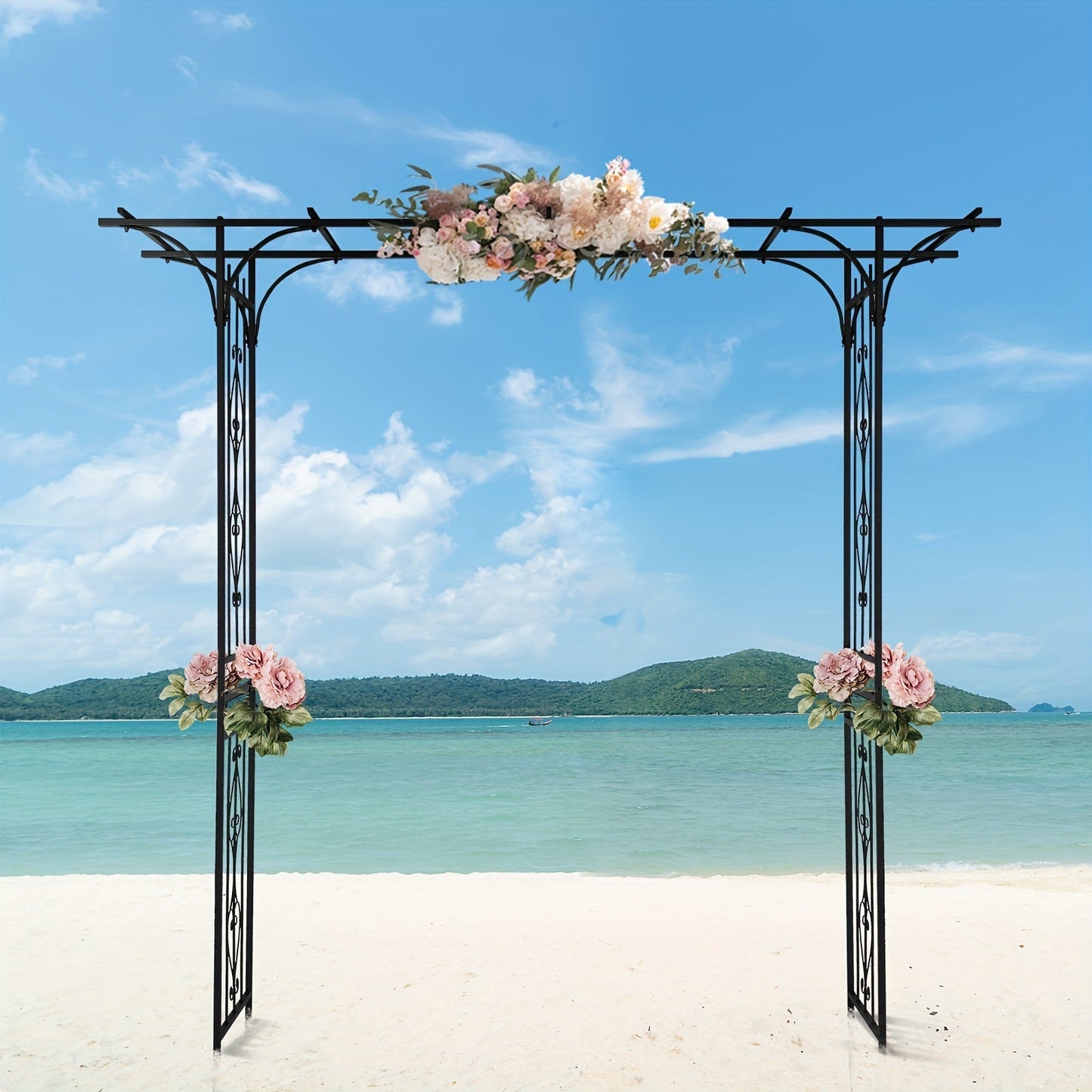 Flat Top Iron Garden Arch 16mm Tube Climbing Rose Trellis for Garden, Patio and Yard Use, with the Listed Configuration