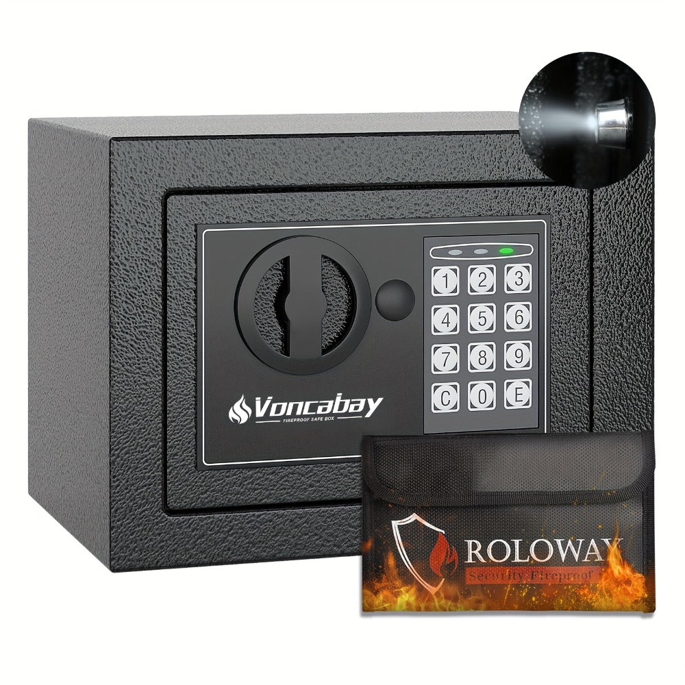 Fireproof Safe Box with Keyboard Lock, ROLOWAY Home & Office Security Safe with Fireproof Bag, Multiple Sizes
