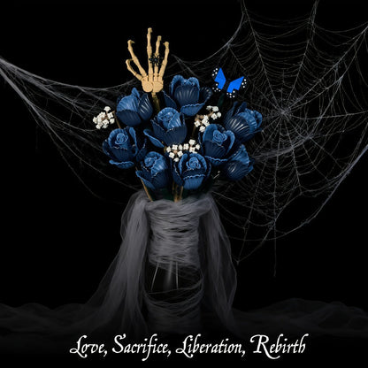 Gothic Skeleton Bouquet Gift Set, Zombie Corpse Bride Floral Arrangement, Dark Aesthetic Home Decor for Women & Teens