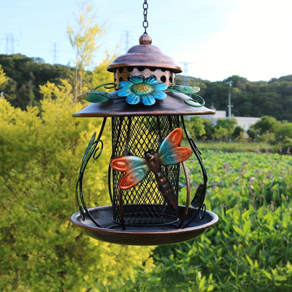 Wild Bird Feeder, Iron Mesh Hanging Dragonfly Butterfly Garden Patio for Garden, Yard and Pest Management