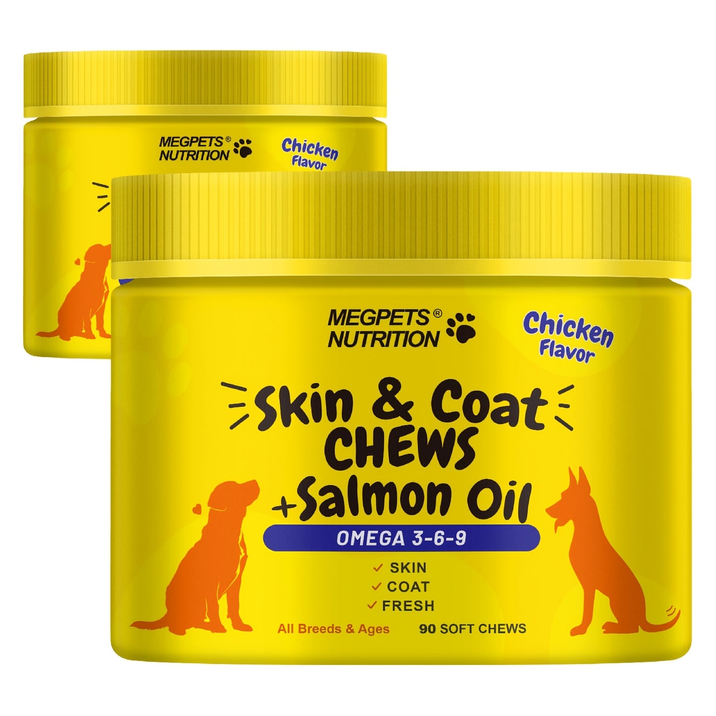 Omega 3 Dog Chews 90ct – 90-Day Supply Skin, Coat & Ear Care Supplement with Probiotics for Itchy Relief, All Ages