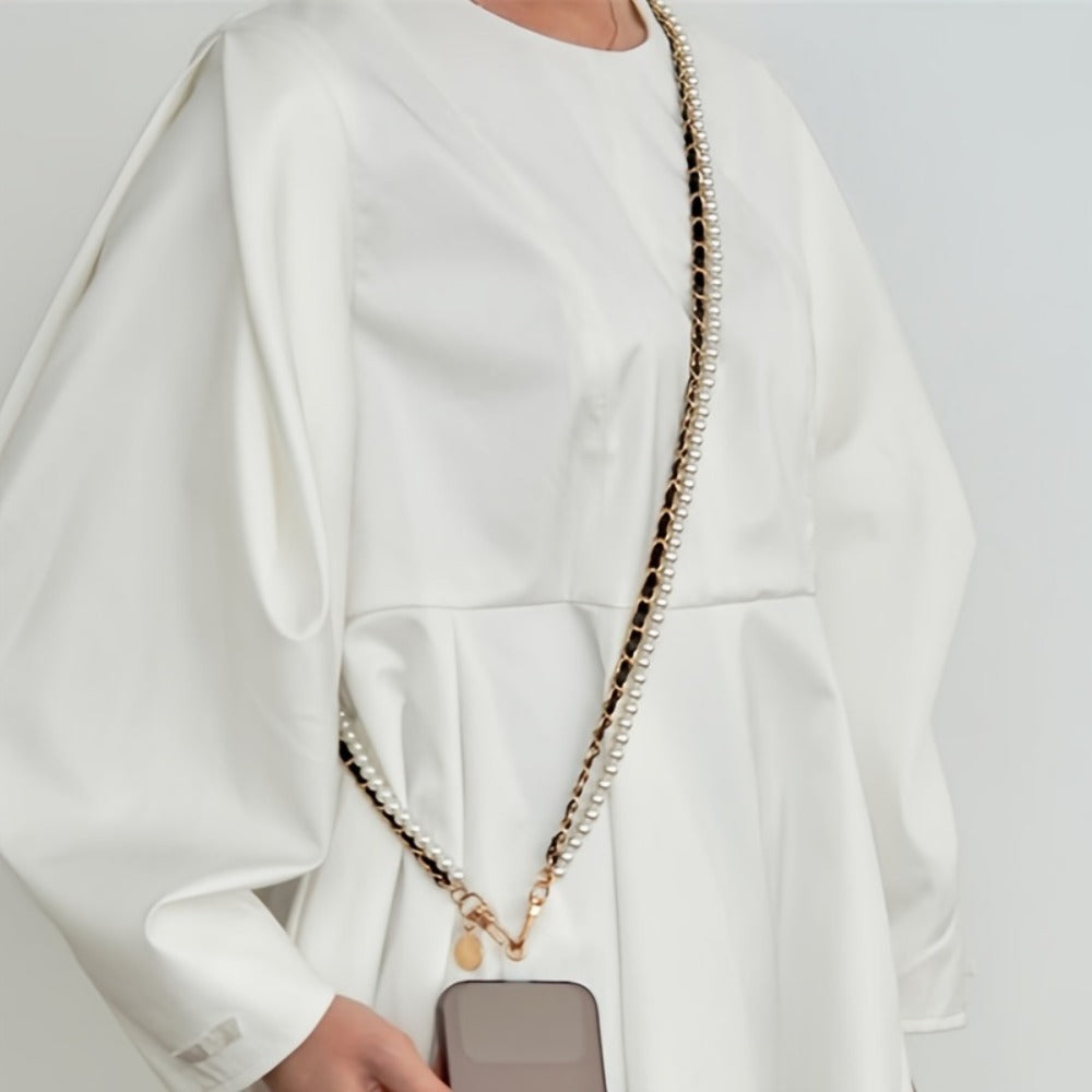 Pearl Double Chain Phone Strap Crossbody Wristband Lanyard for Women Girls with the Listed Color, Size or Set Options for Everyday Carry