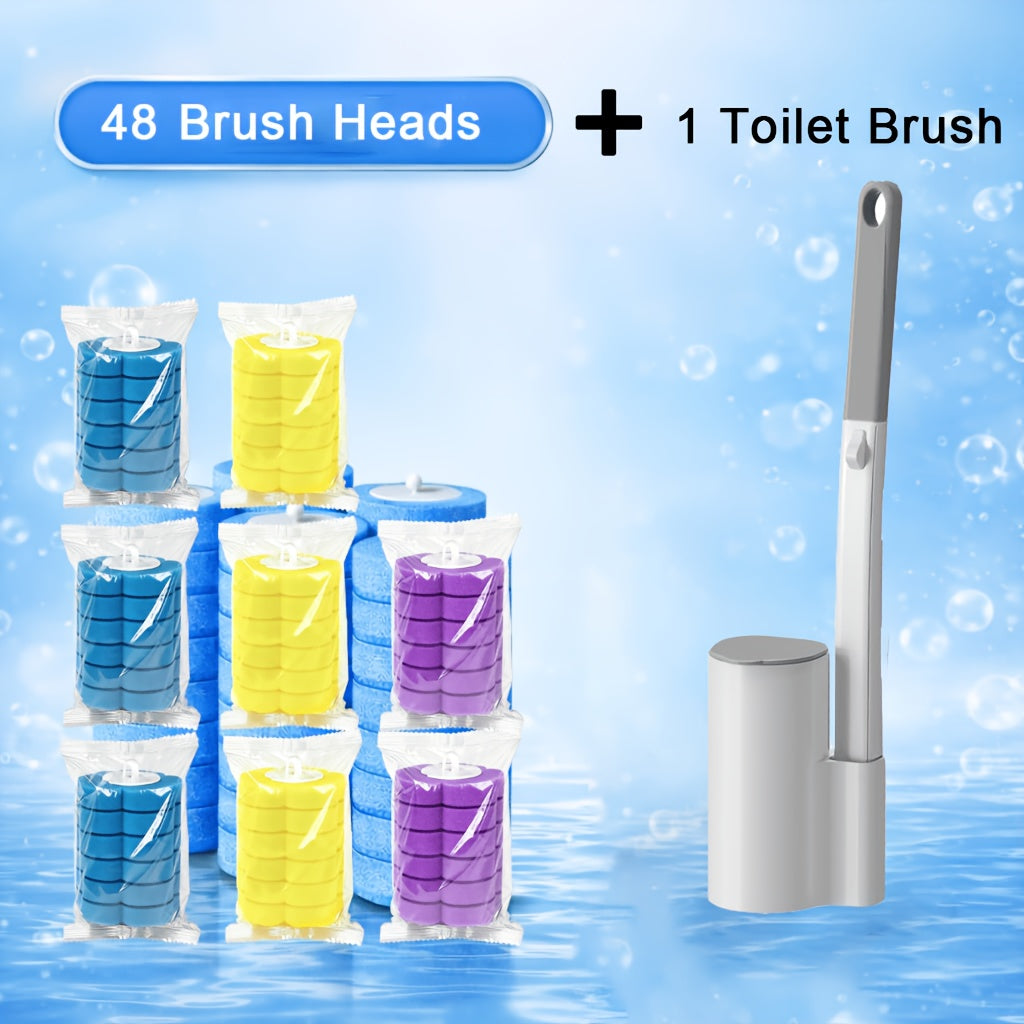 Disposable Toilet Brush Set with Replacement Brush Heads Wall Mounted or Floor Standing for Entryways, Bedrooms and Living Spaces