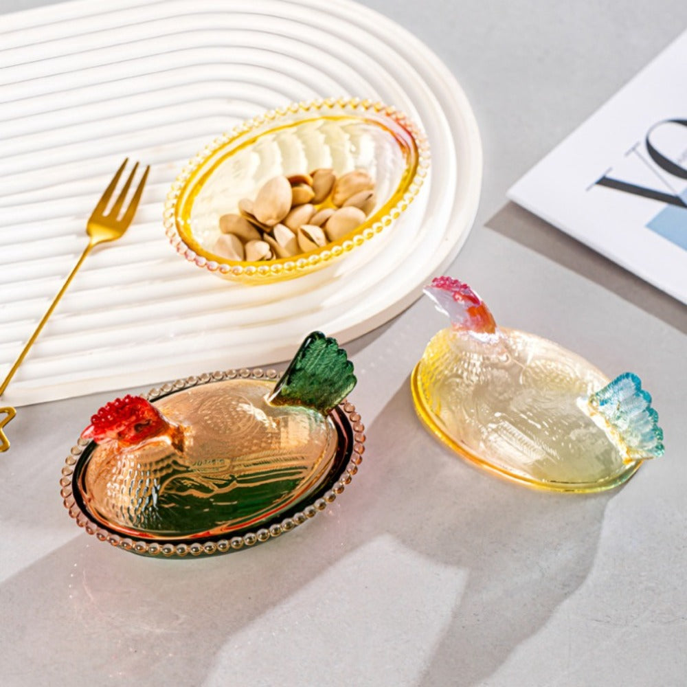 Chicken Shaped Glass Storage Jar with Lid Decorative Pearl Hen Candy Jar Reusable Desktop for Home Cooking, Dining and Outdoor Meals