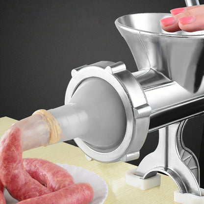 Manual Meat Grinder Hand Crank - Stainless Steel Mincer & Sausage Maker for Home Kitchen for Home Cooking, Dining and Outdoor Meals
