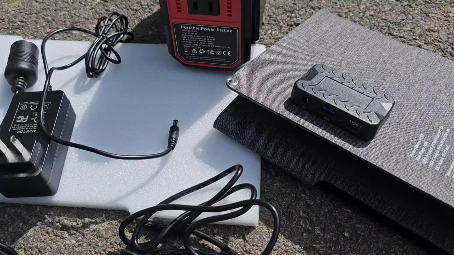 100W 146Wh Portable Power Station Solar Generator with 40W Foldable Solar Panel, 146Wh Backup Battery for Camping Hiking RV Emergency
