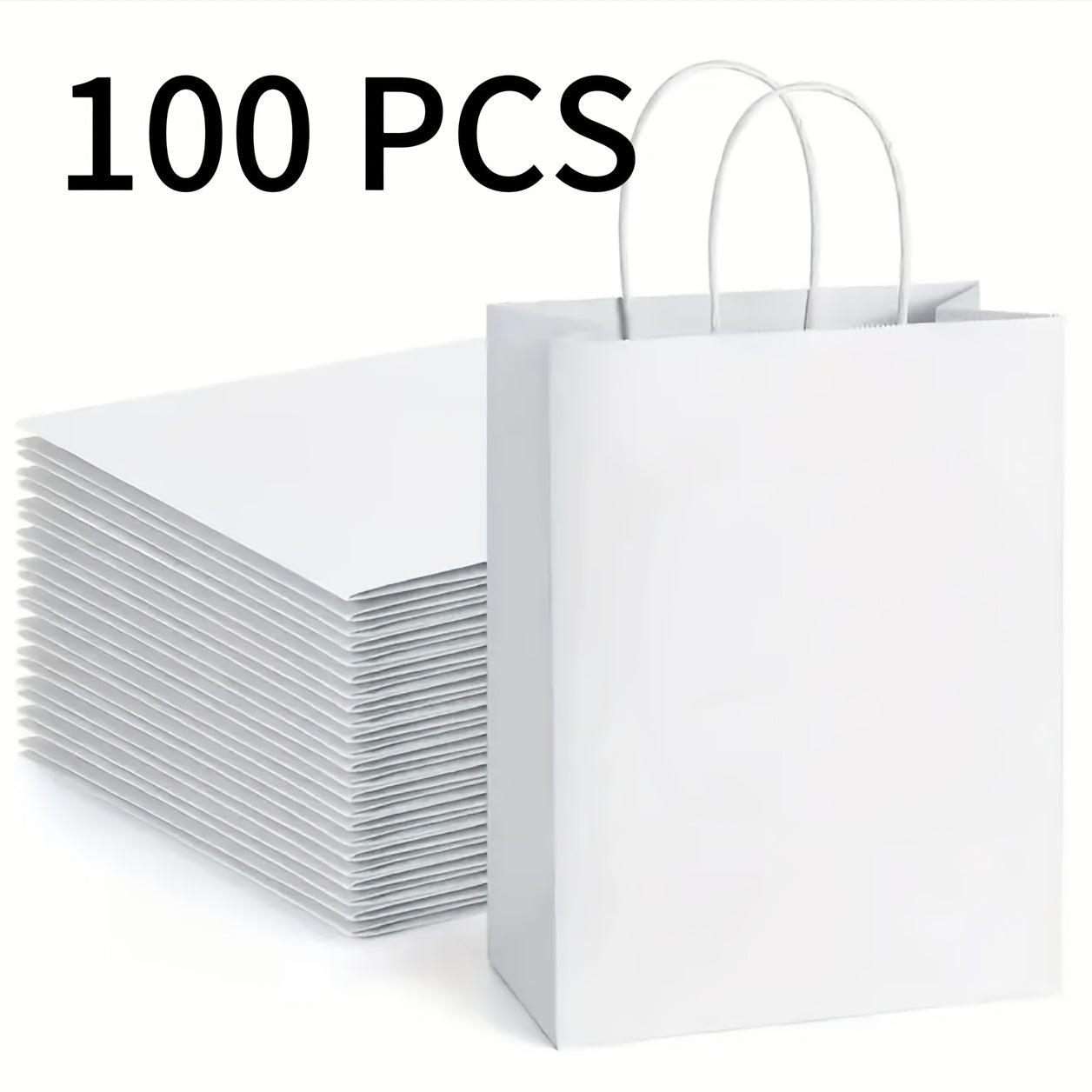 Paper Bags with Handles Bulk – Kraft Paper Gift Bags 25/75/100/300 Pcs, Black White Brown Reusable Shopping Bags for Small Business Retail