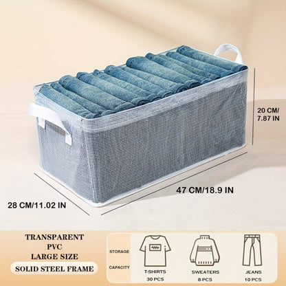 26L Foldable Storage Box Set with Steel Frame, Clear Panels and One- or Four-Piece Options