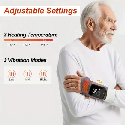 Heated Hand Massager Gloves, Rechargeable Vibrating Wrist & Hand Protector with 3-Speed Heat Control