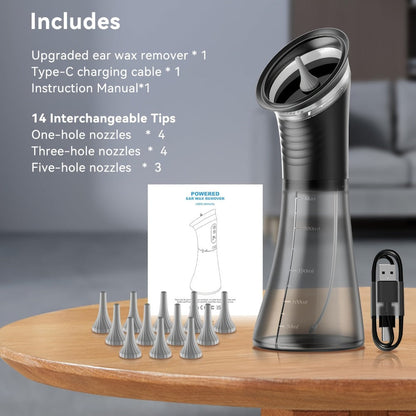Electric Ear Cleaning System Professional Edition 3-Speed Hydraulic – Visual Waste Tank, Ear Dryer, USB Charging, Dry Dirty Storage