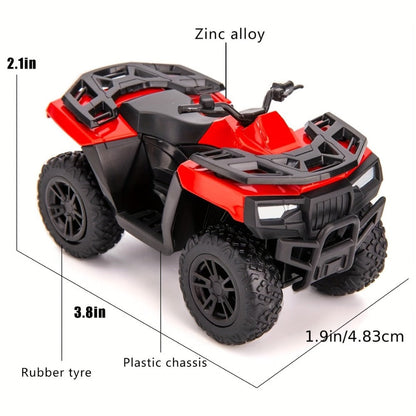 Zinc Alloy ATV Display Model in Red or Blue, 3.8 Inches Long with Plastic Chassis and Rubber Tires