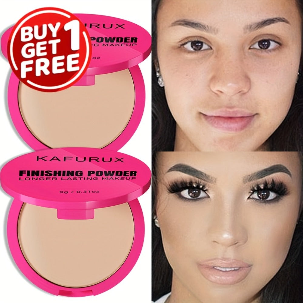 Pressed Powder Foundation 2 Pcs Set Waterproof Sweatproof Lightweight Buildable Coverage, for Makeup, Travel and Everyday Vanity Use