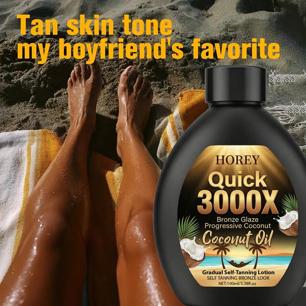 Coconut Oil Self-Tanning Lotion 100ml in Black Flip-Cap Bottle with Gold Label for Body Application