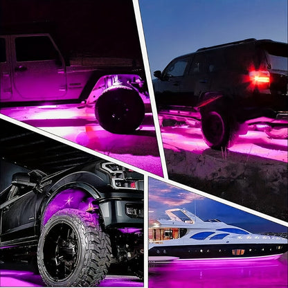 RGB LED Rock Lights Kit for Trucks & Off-Road – App & Remote Control, Music Mode, Underglow Neon Lights for SUV, ATV, UTV