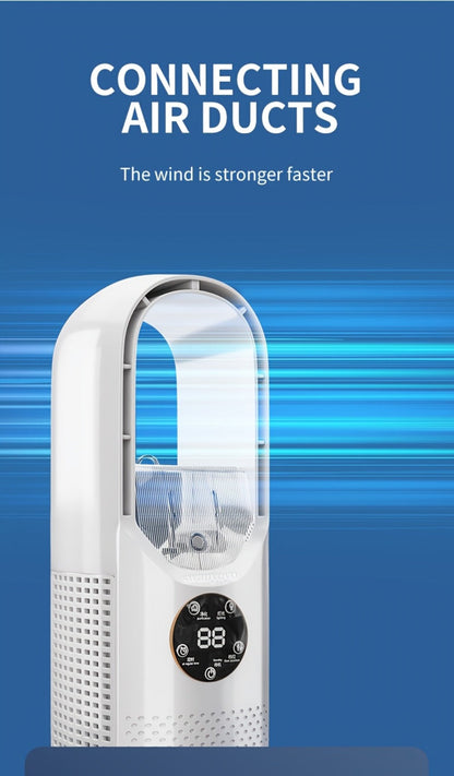 Portable Fan USB-Powered Bladeless Tower Model with Water Mist, Remote, Touch Controls and LED Light