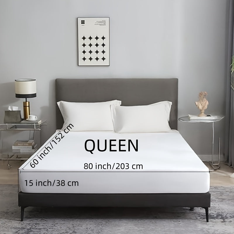 Two-Piece White Fitted Mattress Protector Set in Twin, Full, Queen or King 15-Inch-Pocket Checkouts