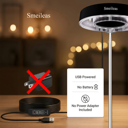 Four-Piece Tabletop Ring LED Plant Lamp Set with USB 3/6/9H Timer, Adjustable Poles and Bases