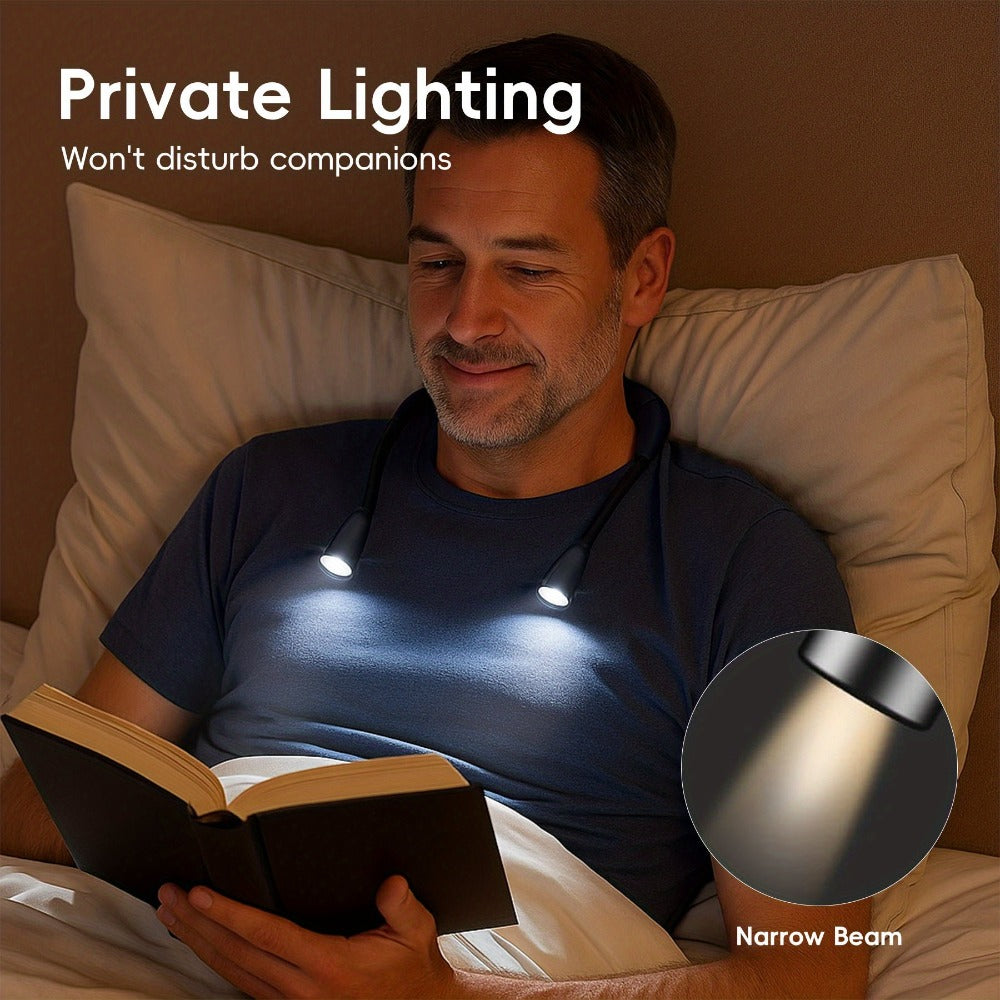 Rechargeable Book Light for Reading in Bed, Battery, Bendable Neck, 3 Color Modes & 6 Brightness Levels