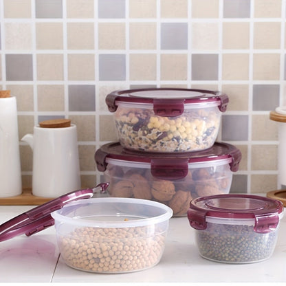 Food Storage Containers Three- or Four-Piece Stackable Refrigerator Box Set in Four Color Options