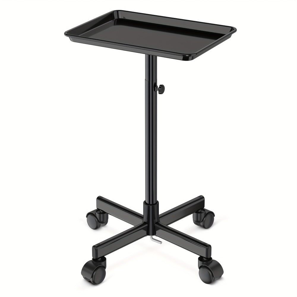 6-Color Premium Aluminum Salon Rolling Tray on Wheels – Adjustable Height Hairdresser Cart, Tattoo Tray, Spa Service Trolley for Nail Tech