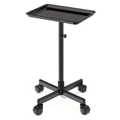 6-Color Premium Aluminum Salon Rolling Tray on Wheels – Adjustable Height Hairdresser Cart, Tattoo Tray, Spa Service Trolley for Nail Tech
