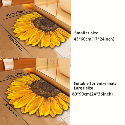 Sunflower Floral Bathroom Mat Super Bath Rug Diatom Mud Shower Mat Easy Clean Rubber Backed Floor Mat for Tub Shower Home Decor