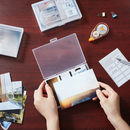 4x6 Photo Storage Box with 14 Inner Photo Keeper Cases Holds 1400 Photos Clear Plastic Photo Organizer with Lids Label Stickers BPA-Free