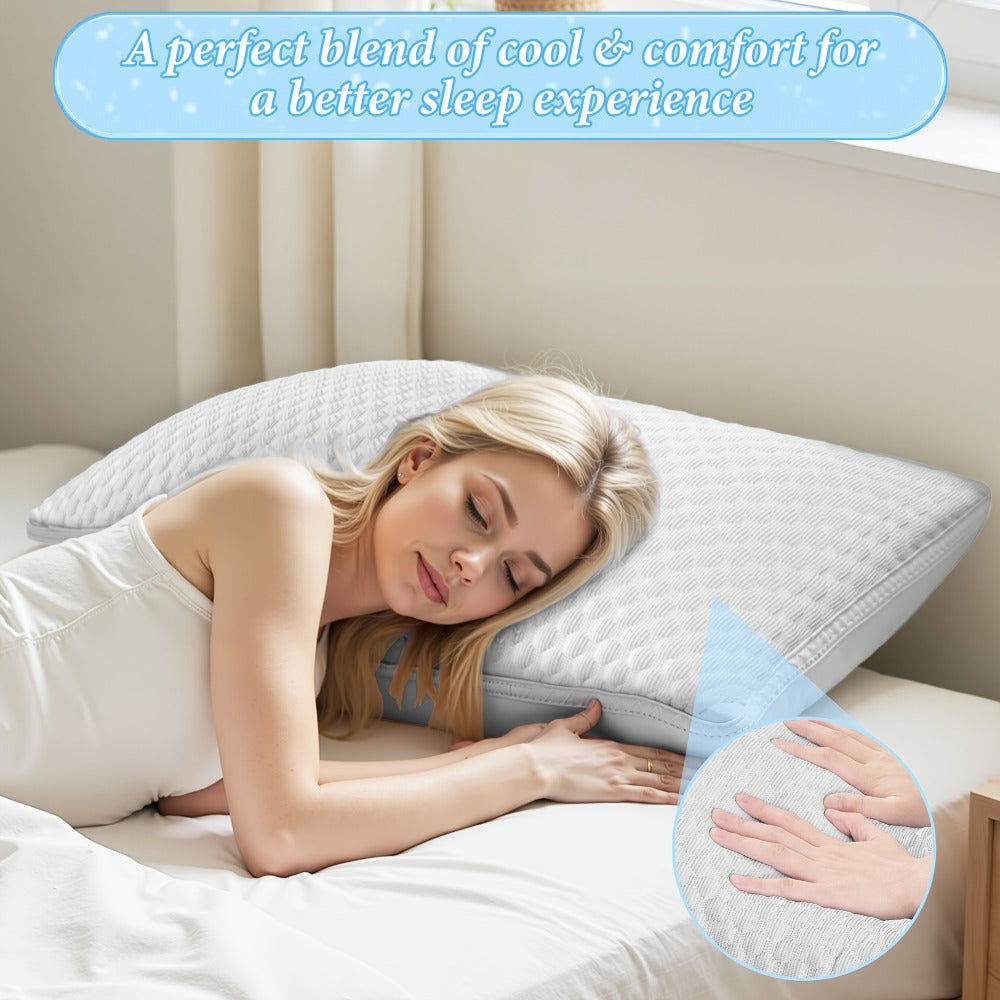 Bed Pillows 2 Pack for All Sleeping Positions, Premium Polyester Fill Pillow Set for Side Back Stomach Sleepers