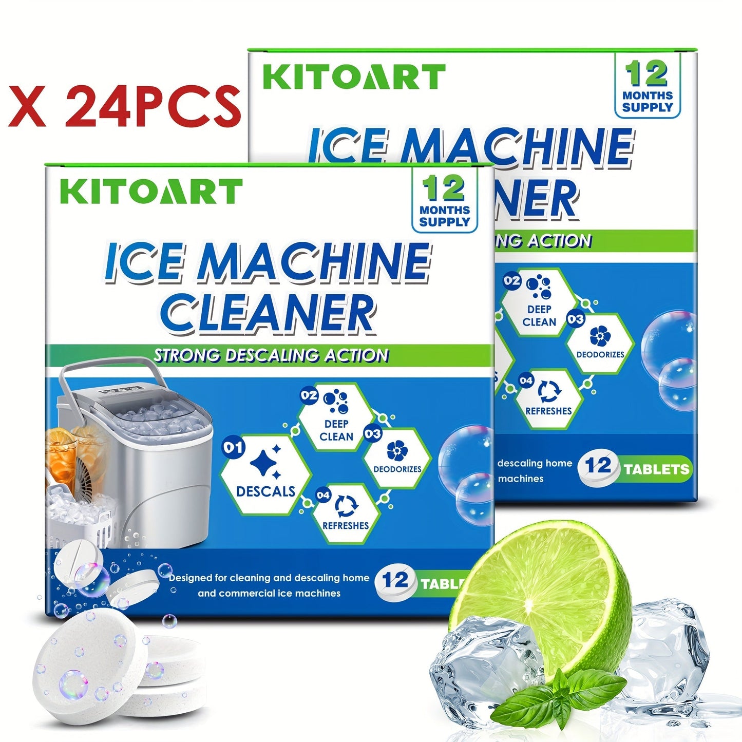 Ice Maker Cleaning Tablets Descaler 12/24/36 Pack for Entryways, Bedrooms and Living Spaces