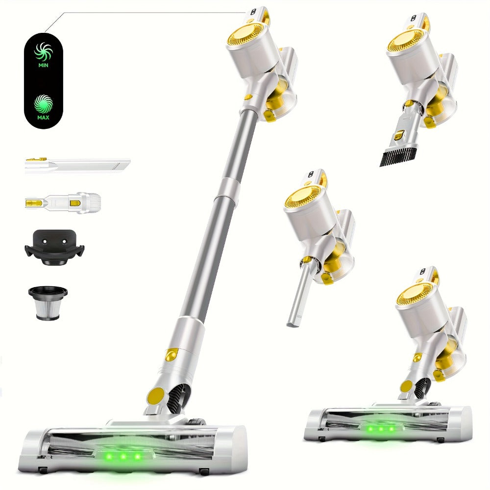 Cordless LED Stick Vacuum Cleaner with Removable Battery, Two Suction Modes and Seven Color Options