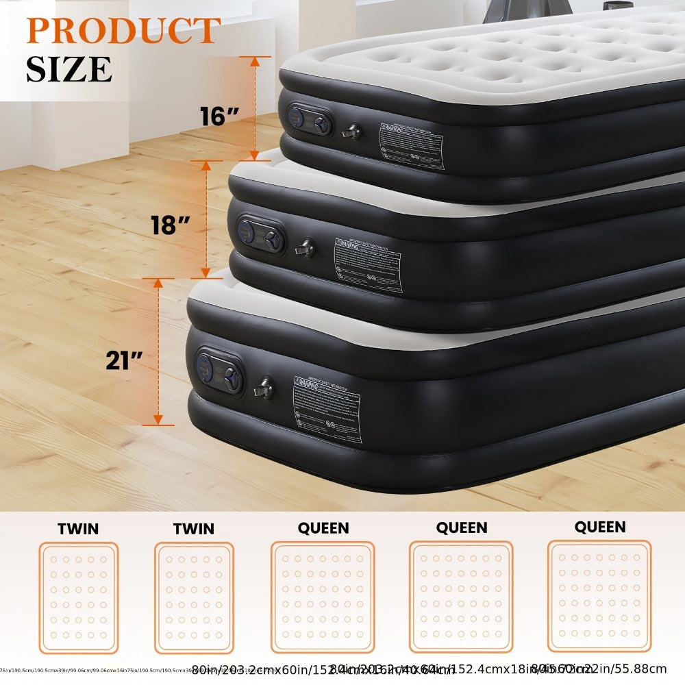 Air Mattress with Coil Beam Support, Plush Velvety Top Bottom - Guest Bed Inflatable Mattress for Camping & Home