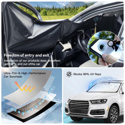 Windshield Sun Shade Universal Front & Side Window Cover UV Heat Block Privacy Protection – Upgraded 2026 Design Large Size Summer Car