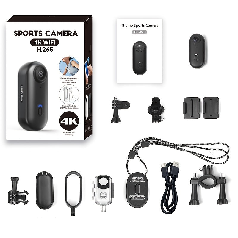 Mini Action Camera Thumb Size Wide Angle Lens 800mAh Battery with Memory Card Wearable Pocket for an Everyday Personal Care Routine