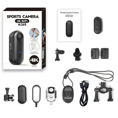 Mini Action Camera Thumb Size Wide Angle Lens 800mAh Battery with Memory Card Wearable Pocket for an Everyday Personal Care Routine