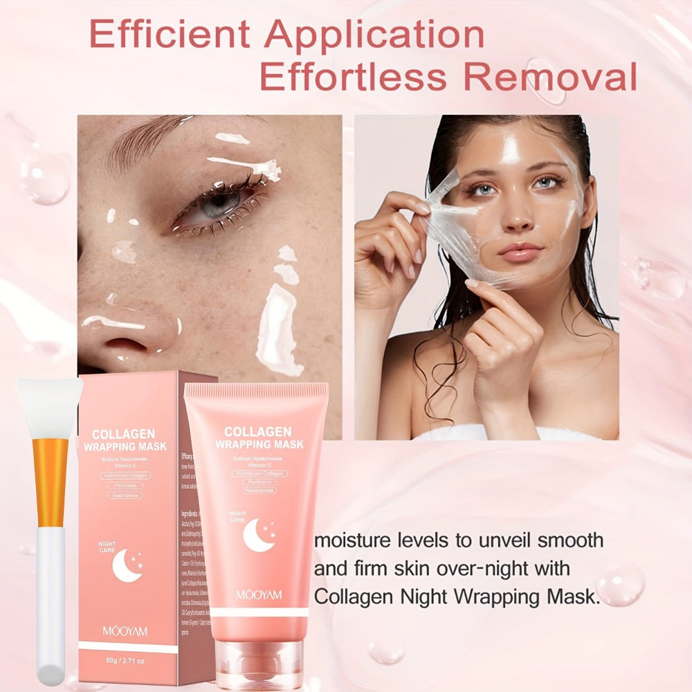 Collagen Night Mask Korean Skincare, Gel Face Mask with Applicator Brush, Hydrolyzed Collagen, Niacinamide