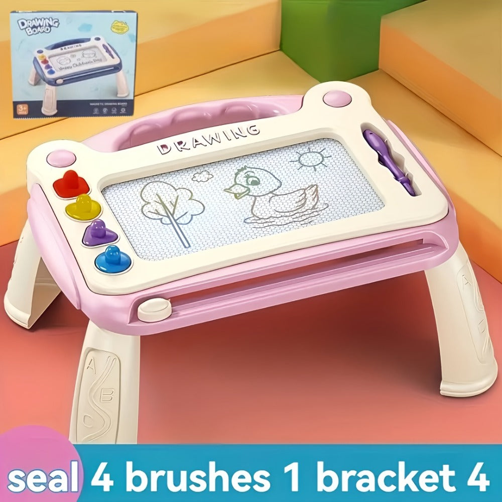 Kids Drawing Board Toy 3-in-1 with Stamps Brush Stand – Magnetic Doodle Art Set for Toddlers Boys Girls Ages 3+ Birthday Easter Christmas