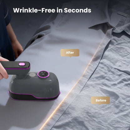 Mini Travel Steamer 2-in-1 Dry Steam Iron Foldable 180 Degree Handle 15-Second Heat 85ml for Entryways, Bedrooms and Living Spaces