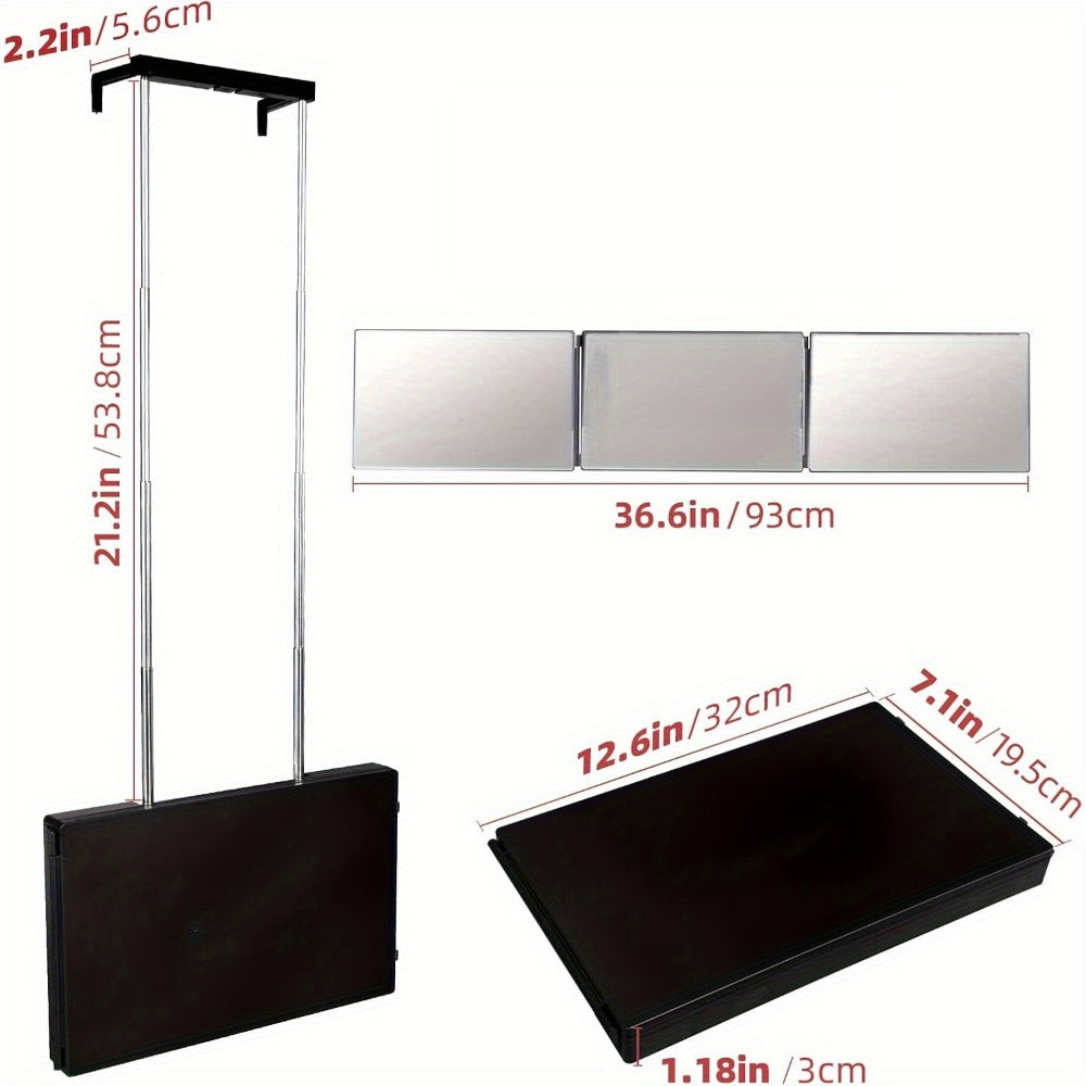 3 Way Mirror for Self Hair Cutting, 360° View Hair Cut Mirror to See Back of Head Height-Adjustable Hook Door Wall Table Mount Anti-Fog HD