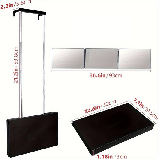 3 Way Mirror for Self Hair Cutting, 360° View Hair Cut Mirror to See Back of Head Height-Adjustable Hook Door Wall Table Mount Anti-Fog HD