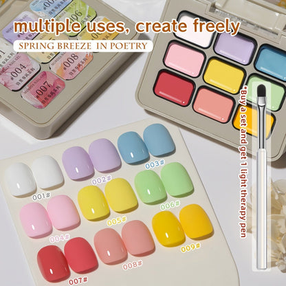 Gel Nail Polish MORDDA 9-Color Spring Breeze Set with Included LED Curing Pen for Home Nail Art