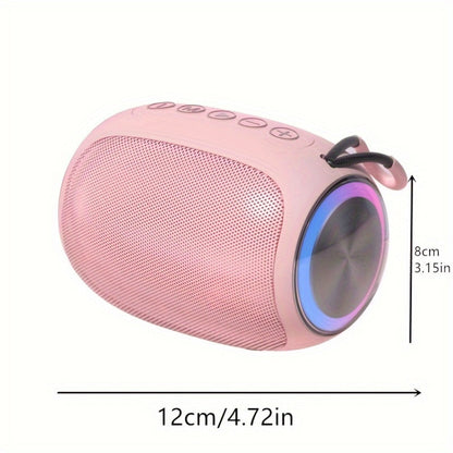 Portable Bluetooth Speaker Foubeak Pink Dual-Speaker Model with Colored LED Lights and Rechargeable Battery