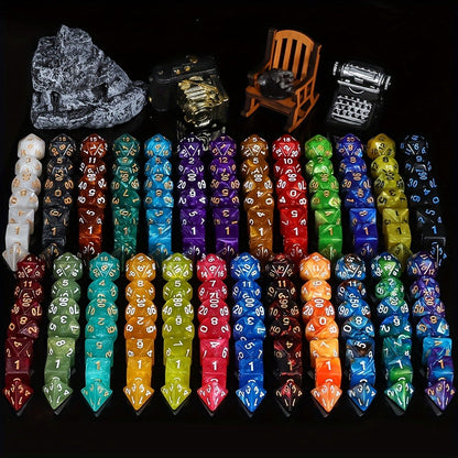 175-Piece Multicolor Polyhedral Dice Collection with 25 Seven-Die Sets and Printed Drawstring Pouch