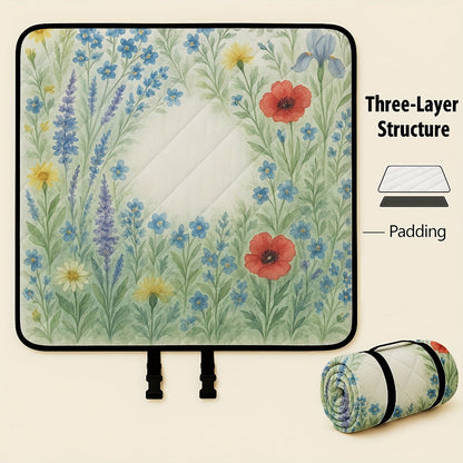 Large Padded Picnic Blanket with Roll-Up Carry Straps and Five Evidence-Bound Pattern Options