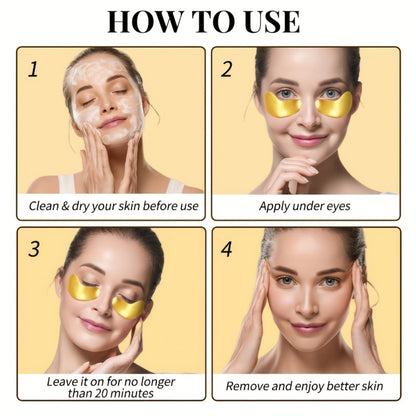 Under Eye Patches 24K Gold 24 Pairs – Collagen Hyaluronic Acid Eye Mask for Fine Lines, Wrinkles, Puffiness & Dark Circles