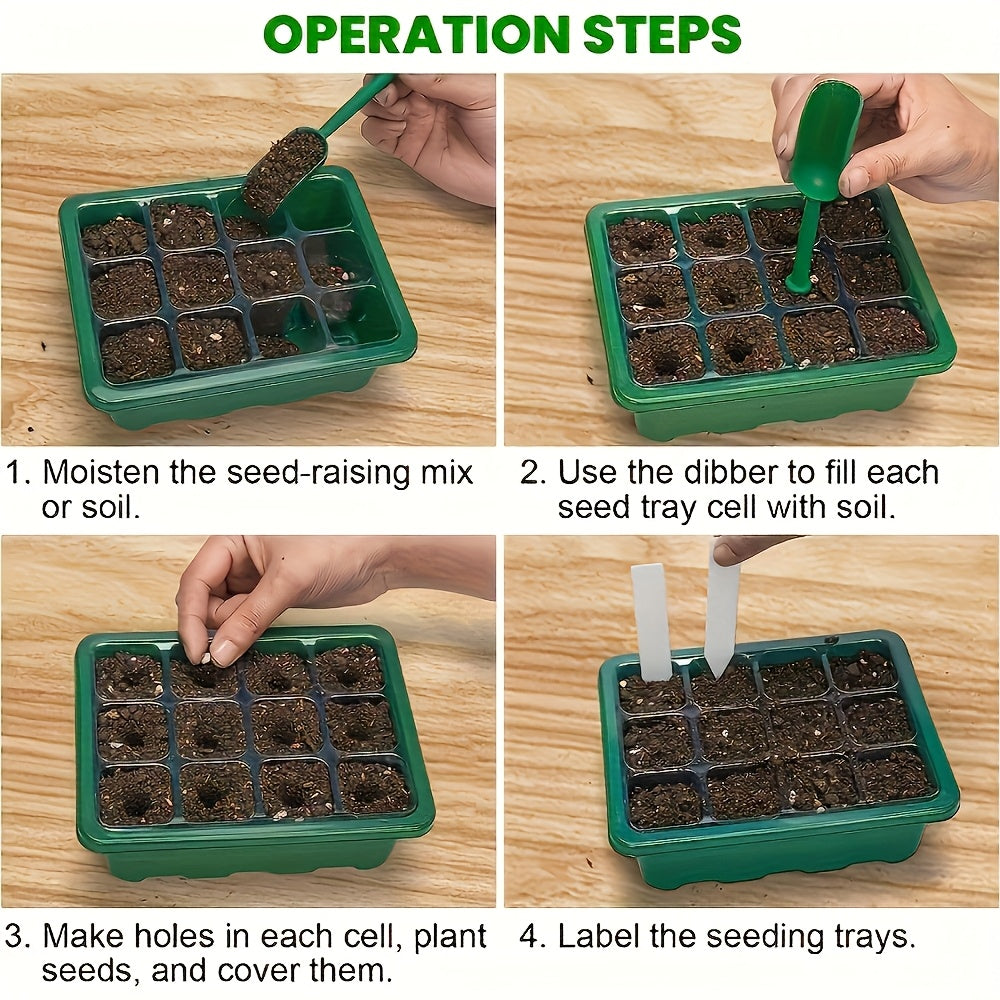 Seed Starting Kit LED Grow Light Timer, Indoor Seedling Tray Dome for Garden, Patio and Yard Use