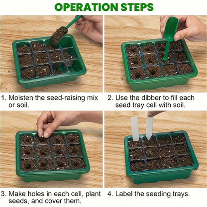 Seed Starting Kit LED Grow Light Timer, Indoor Seedling Tray Dome for Garden, Patio and Yard Use