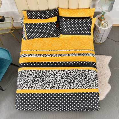 Bed Sheet Set Patchwork Microfiber in 4- or 6-Piece Configuration with 14-Inch Pocket and Three Colors