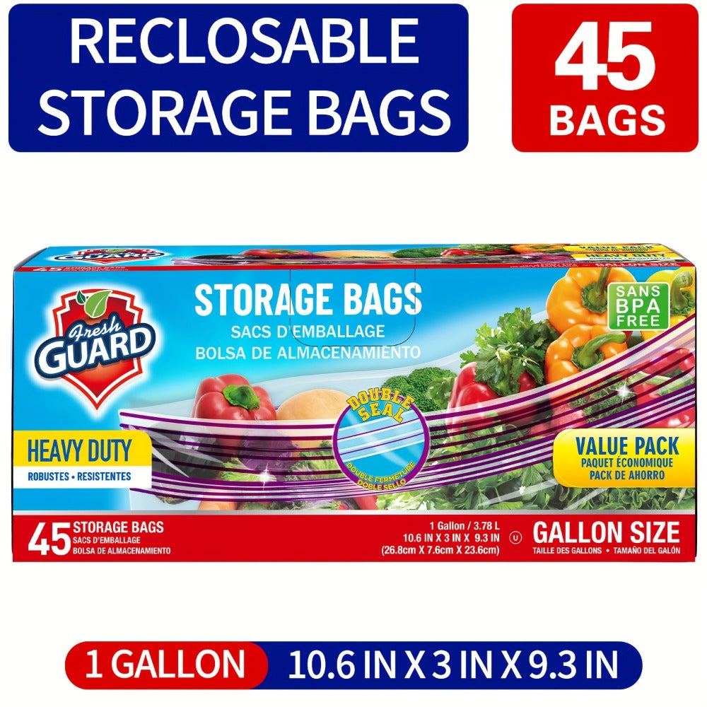 Reclosable Food Storage Bags Heavy Duty Ziplock Seal Fresh-Keeping Bags for Fruits Vegetables Grains Meat Kitchen Organizer Multiple Sizes