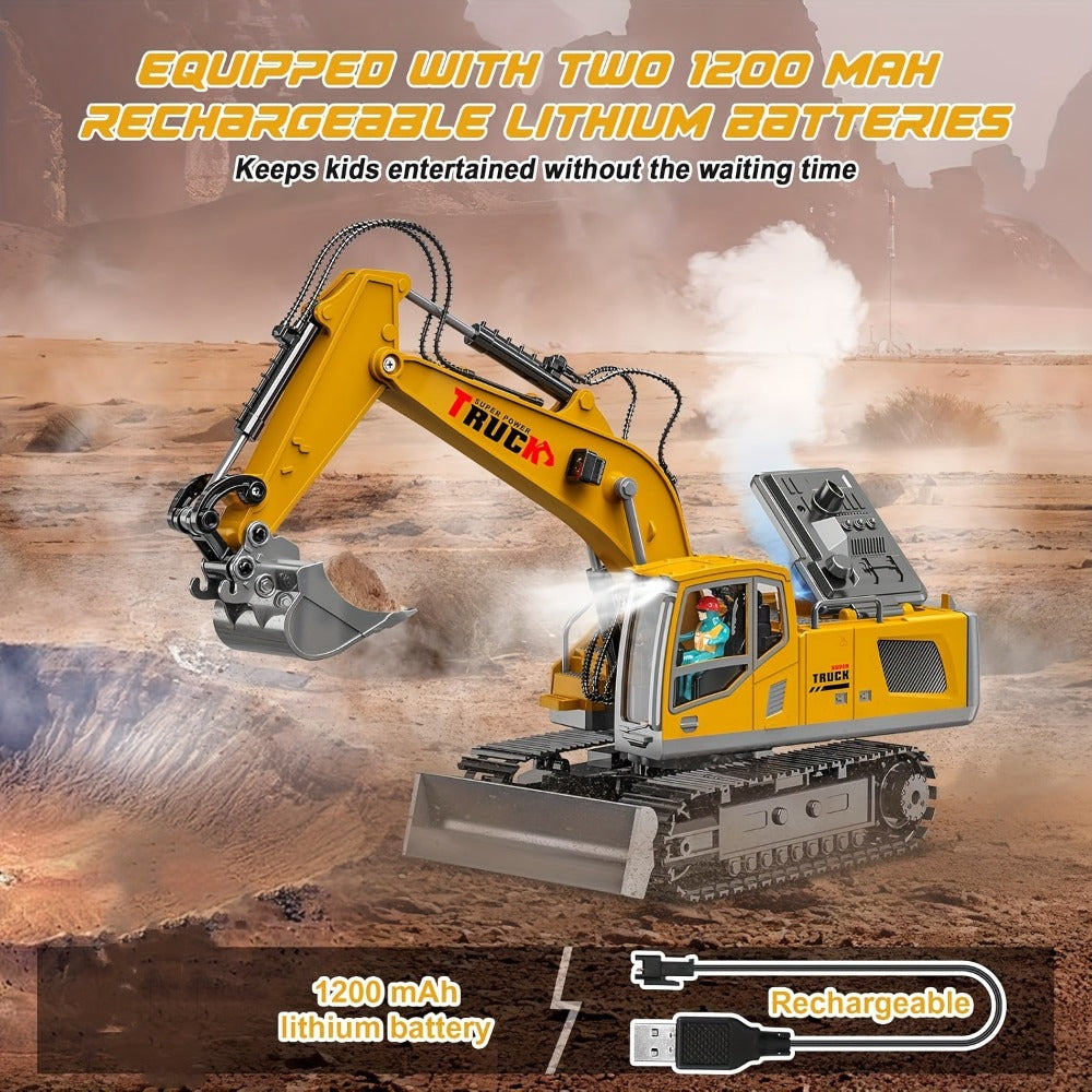 RC Excavator 120-Minute Battery Life Metal Shovel LED Lights with the Listed Color, Size or Set Options for Everyday Use